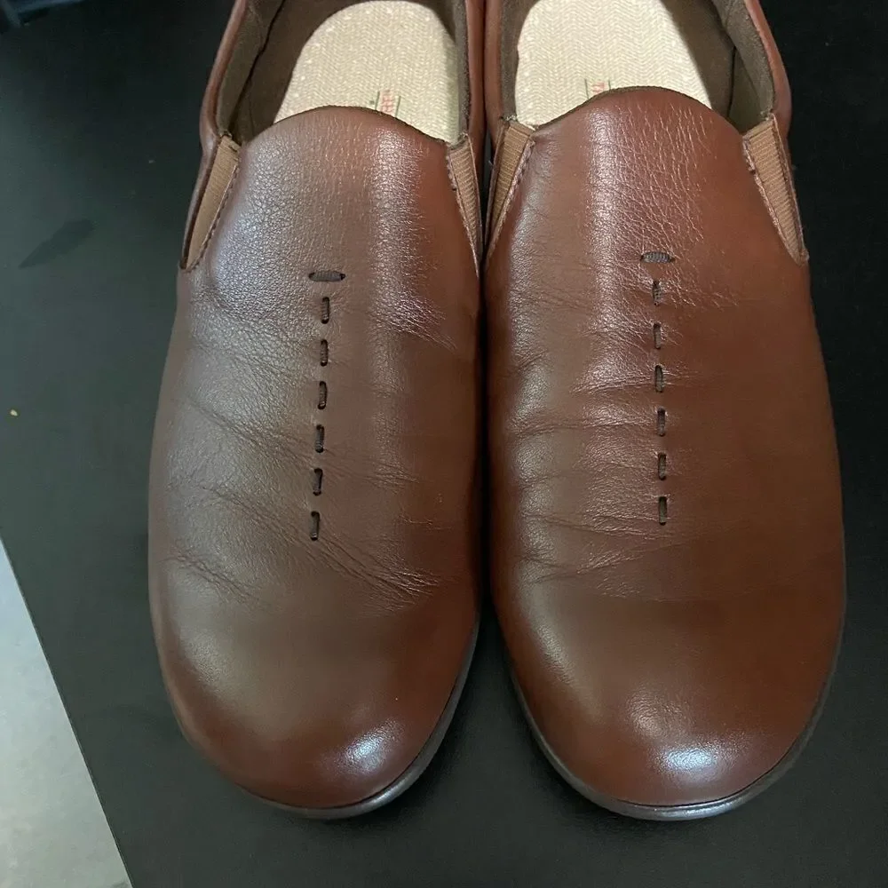SAS Brown Leather Viva Soft Step Tripad Comfort Slip on Loafers Womans Size 8N